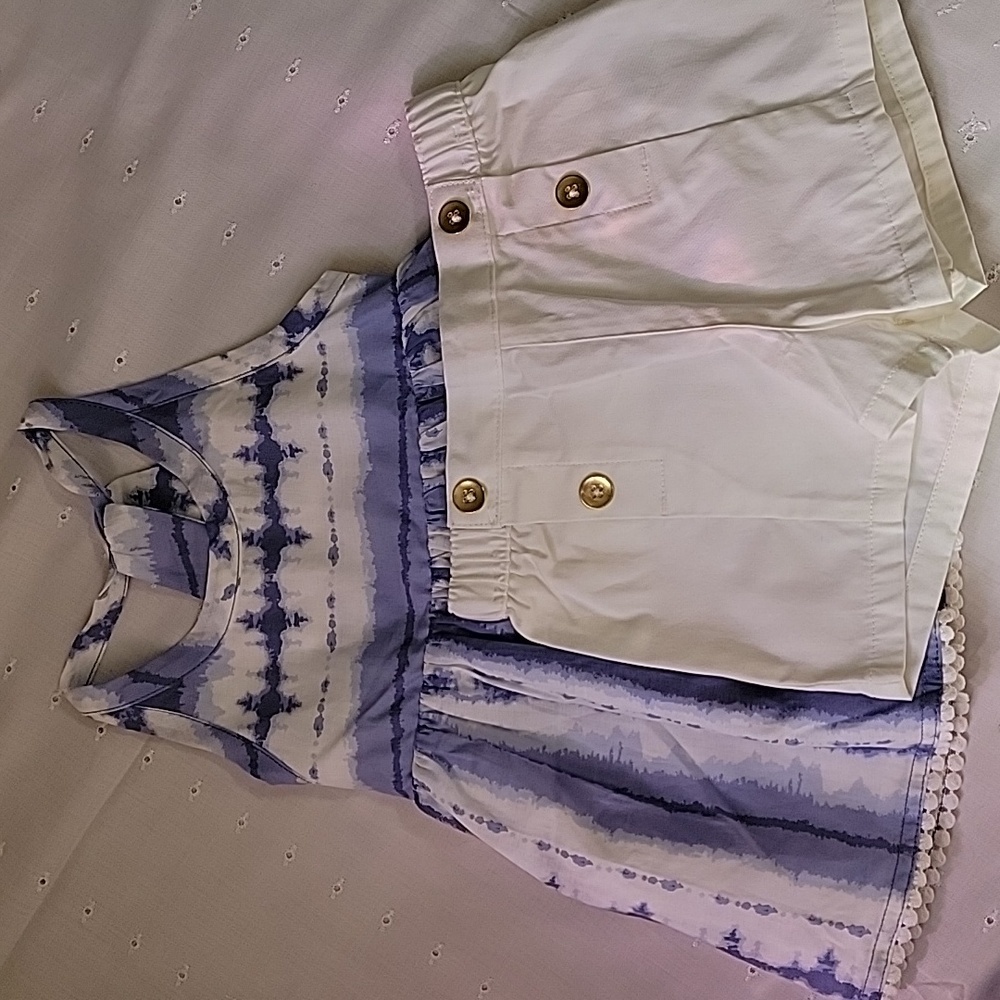 Girls Max Studio Matching Sett,‎ White/Blue, Size 2T, NWT